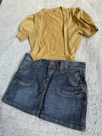 Jeans sukně a zlatě třpytivé bolerko - 1