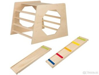 Dřevěná sada kostky na lezení + skluzavky a žebříku 2 v 1