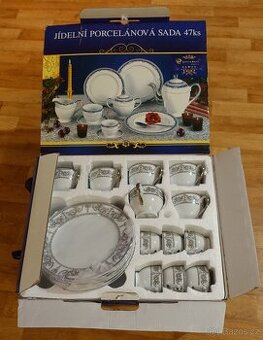 Jídelní porcelánová sada 47 ks zcela nová, bílá