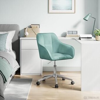 Nová pracovní židle, velur, tyrkysová barva