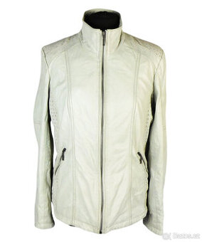 Kožená dámská šedá (slonová kost) bunda KARA vel. L