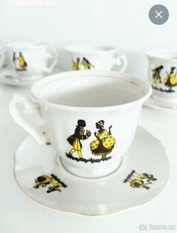 Kávový-čajový servis, kvalitní perleťový porcelán