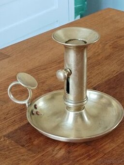 MOSAZNÝ EMPÍROVÝ SVÍCEN BIEDERMEIER Z 19. STOL. FRANCIE