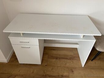 Psací stůl bílý se šuplíkem a skřínkou