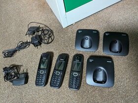 Bezdrátové telefony, 4 kusy Gigaset C59, základny+adaptery