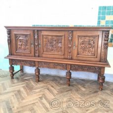 Řezbovaná komoda 3 dv., top stav - 1