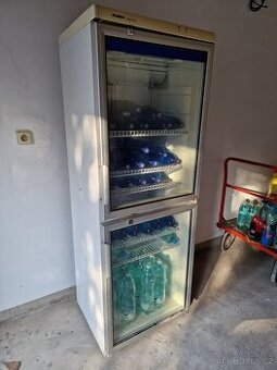 lednice prosklená, dvoudveřová, cena 6500,-Kč