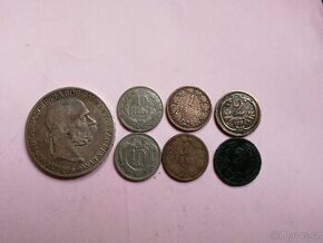 Stříbrná mince 5 korun 1907 František Josef I. a další