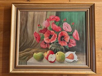 Obraz Petržílka, Vlčí máky, olej na plátně 55x40