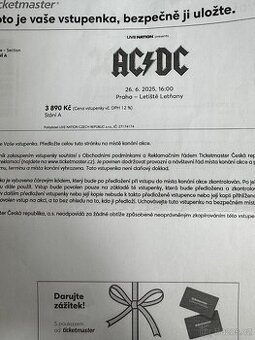2ks vstupenky na AC/DC
