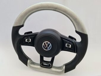 VOLANT VOLKSWAGEN R LINE GTI - KOZA / BIELY KARBON
