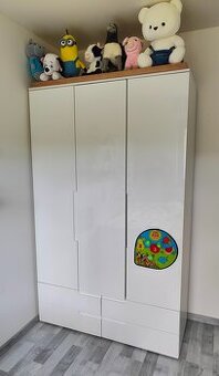ŠATNÍ SKŘÍŇ S OTOČNÝMI DVEŘMI, vysoce lesklá bílá, 126/208/5
