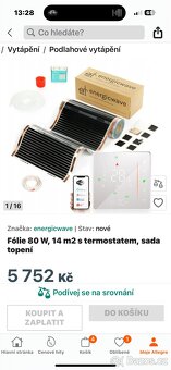Prodám elektrické topení 80w 14m2