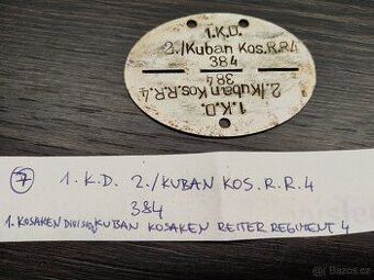 ID vojenská osobní známka Wehrmacht - Kubáňští kozáci