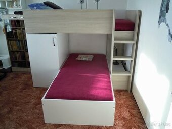 Rohová postel do dětského pokoje s úložným prostorem