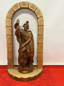 Stará dřevěná socha svatý Florián, Rakousko - 1