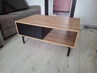 Konferenční stolek, stůl pod TV, dub,102/68 cm, šuplíky