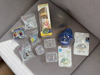 Kojenecké lahve nové (Tommee tippee, SIMAX) + dudlíky
