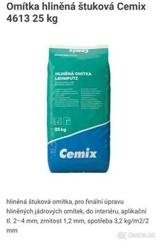 Hliněná štuková omítka Cemix