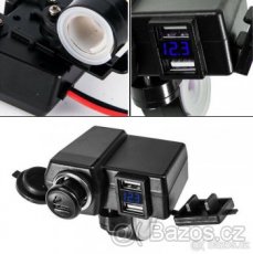 Vodotěsná 12V universální motozásuvka voltmetr USB cigarete