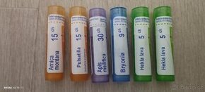 Homeopatika Hekla lava 5CH,arnica 15ch,pulsatilla 15ch,bryon