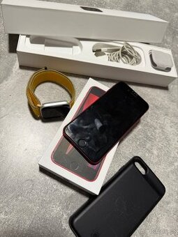 Apple IPhone SE Red + Watch 5 series 44 mm Silver