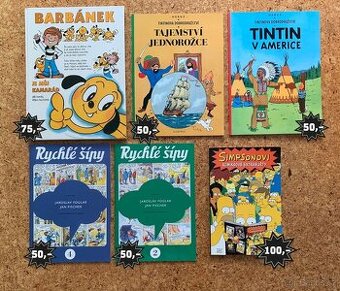 Komiksy Tintin, Rychlé šípy, Barbánek, Simpsonovi
