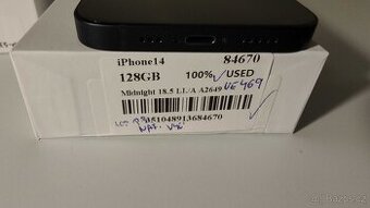 Apple iPhone 14 128GB, černá, 100% BATERIE