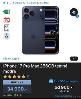 iPhone 17 pro max 256 , skladem
