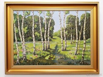 Obraz Jan Dufka, Březový háj 1983, olej 65x85