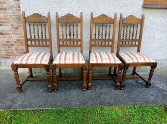 4 X rustikální masivní dubové židle - komplet.