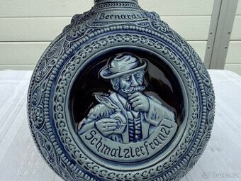 Stará velká kameninová placatka láhev na alkohol