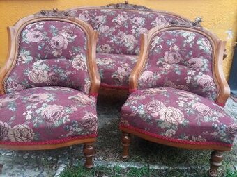 Starožitna sofa 2 křesla - 1