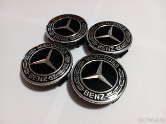 Středové krytky Mercedes 75mm, černé