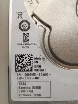 HDD DO NOTEBOKU 500.GB BEZ VADNYCH SEKTORU