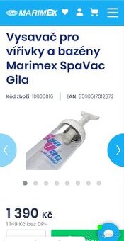Bazénový vysavač Marimex Spa Vac + 2 ks kartuší.