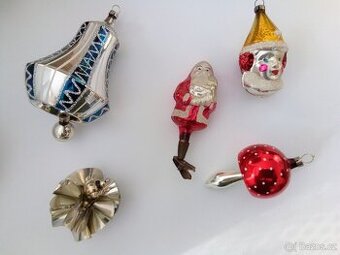 Staré, vánoční ozdoby -baňky-panáčci-korálkové, starožitné - 1