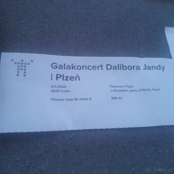 Vstupenku na DALIBORA JANDU PLZEN 3.11.25 od 19,00 h