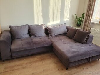 Rohová pohovka,rozkládací, s úložným prostorem - 1