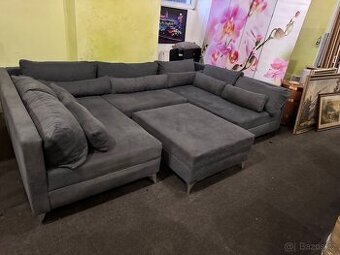 Nová sedací souprava 300×185 grafitová s taburetem