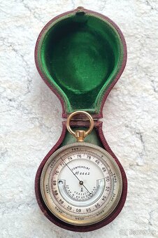 Kapesní starožitný barometr s teploměrem