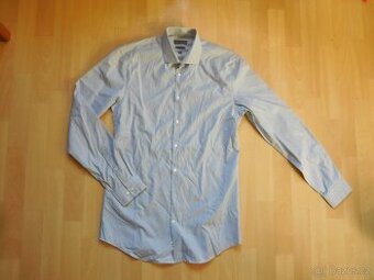 pánská Calvin Klein modrobílá košile plátno, dl.ruk , M/40