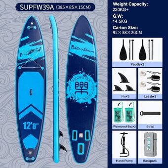 Paddleboard 🌊 Adventure Blue 💙, Big Board 385x85x15, 230kg