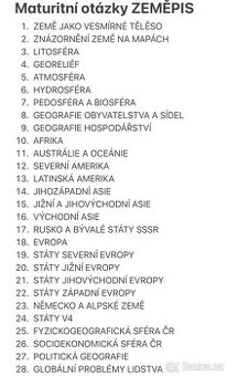 Maturitní otázky ZEMĚPIS