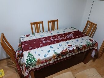 Poctivý, bukový stůl, 6 židlí