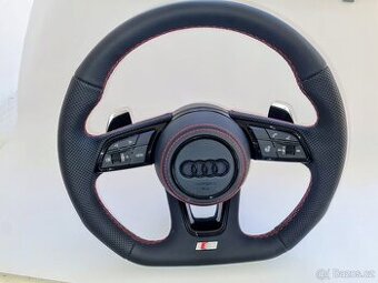 VYHRIEVANY AUDI Kožený volant Červená niť +AIRBAG + F1 PADLA