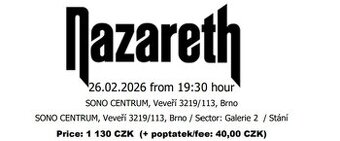 Koncert Nazareth Brno 26.2.2026