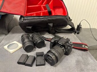 Canon EOS 70D + 3 objektivy + příslušenství – kompletní set
