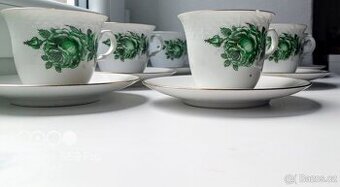 Čajový servis Thun Natalie č. 52 – zelená růže (6 šálků, 6 p