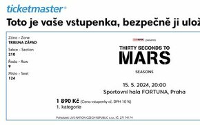 2 vstupenky - Thirty seconds to mars